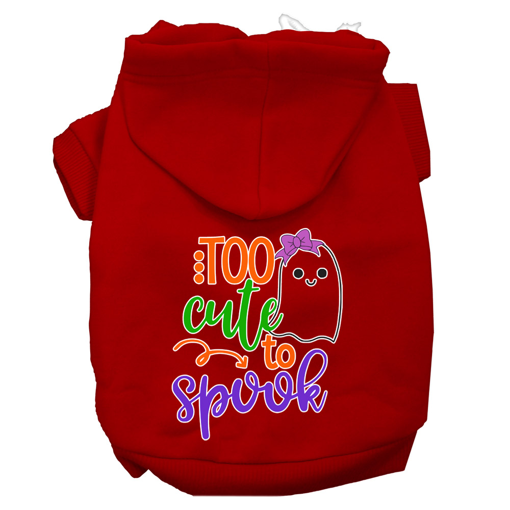Too Cute to Spook-Girly Ghost Screen Print Dog Hoodie Red L